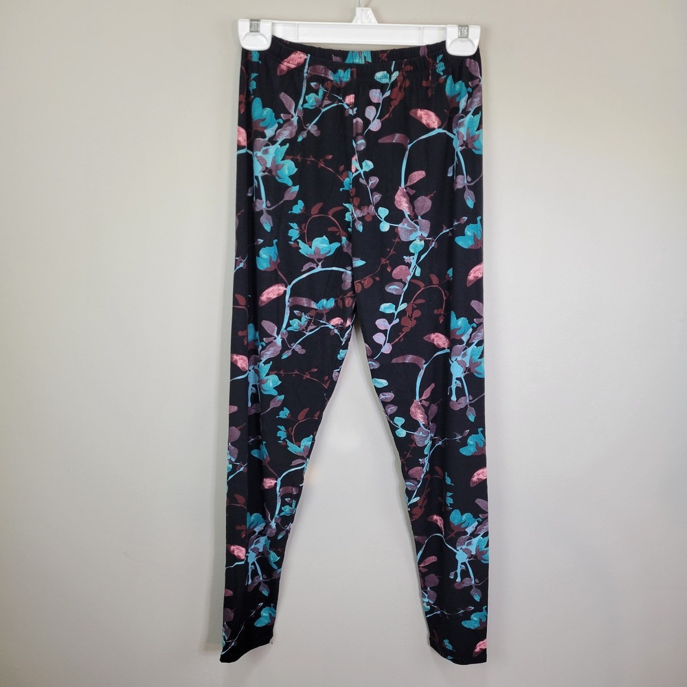 Watercolor Floral Print Polyester Spandex Ankle Leggings Plus Size‎